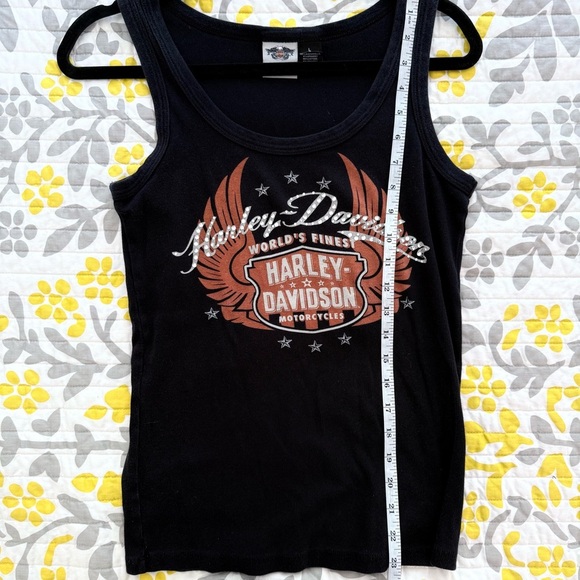 HARLEY DAVIDSON Rhinestone Classic Black Ribbed Tank L - Picture 8 of 8